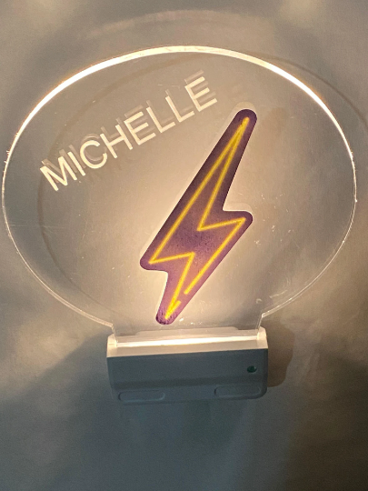 Lightning Bolt Night Light Multi Color Personalized LED Room Wall Plug-in Cool-Touch Smart With Dusk to Dawn Sensor Bedroom Hallway Bathroom