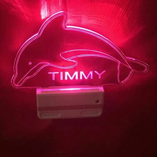 Dolphin Night Light Multi Color Personalized LED Wall Plug-in, Cool-Touch Smart Dusk to Dawn Sensor, Bedroom, Hallway, Bathroom, Super Cool