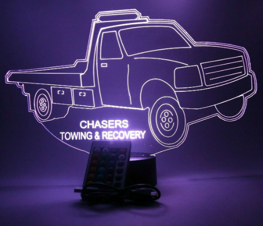 Flatbed Tow Truck LED Tabletop Night Light Up Lamp, 16 Color changing options with Remote