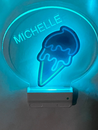 Ice Cream Night Light Multi Color Personalized LED Room Wall Plug-in Cool-Touch Smart and Dusk to Dawn Sensor Bedroom Hallway Bathroom, Cool