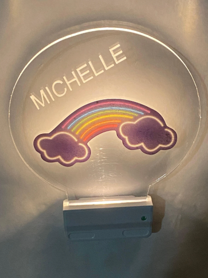 Rainbow Neon Night Light Multi Color Personalized LED Room Wall Plug-in Cool-Touch Smart With Dusk to Dawn Sensor, Bedroom Hallway Bathroom