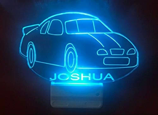 Sports Car Night Light Multi Color Personalized LED Wall Plug-in Cool-Touch Smart Dusk to Dawn Sensor Children's Bedroom Hallway, Super Cool