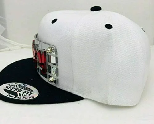 Custom White Hat Black Brim Snapback Hat, Laser Cut Letters