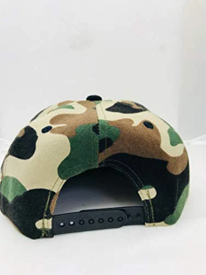Custom Camo Hat Black Brim Snapback Hat , Laser Cut Letters, Custom Made to Order