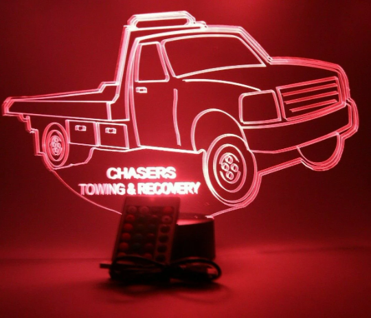 Flatbed Tow Truck LED Tabletop Night Light Up Lamp, 16 Color changing options with Remote