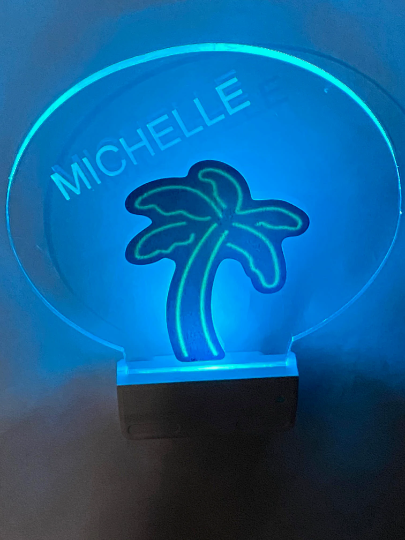 Palm Tree Night Light Multi Color Personalized LED Room Wall Plug-in Cool-Touch Smart and Dusk to Dawn Sensor Bedroom Hallway Bathroom, Cool