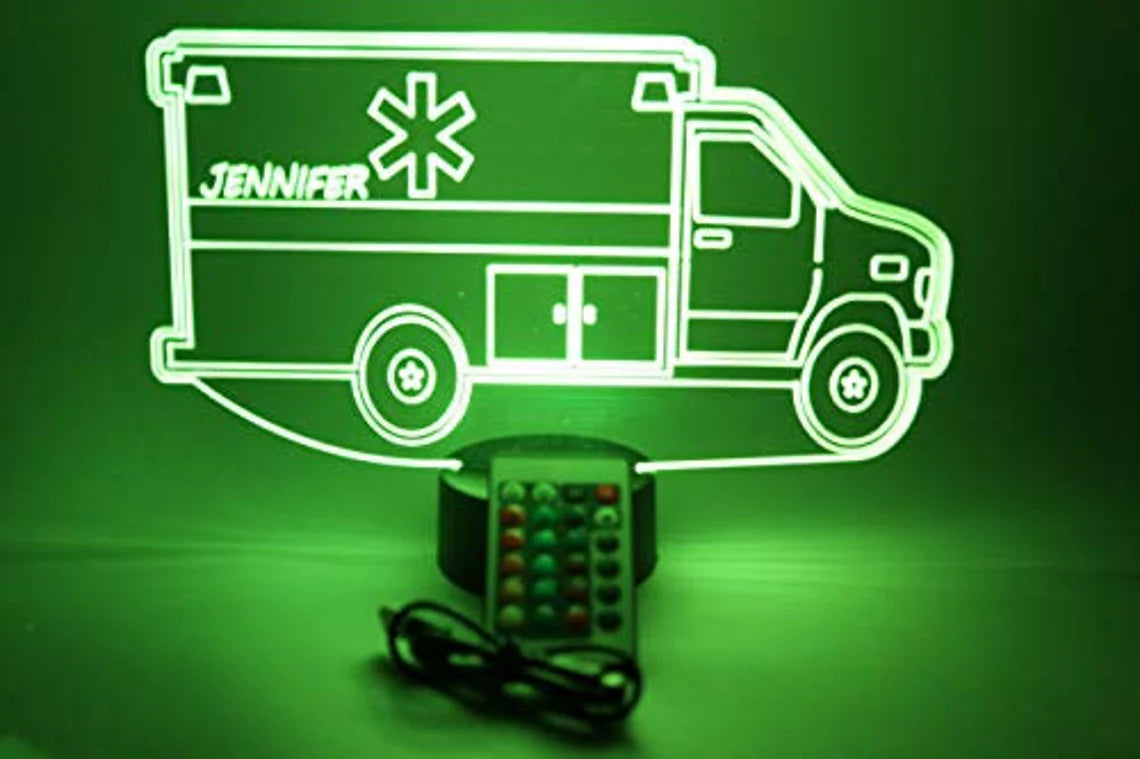 Ambulance LED Tabletop Night Light Up Lamp, 16 Color options with Remote