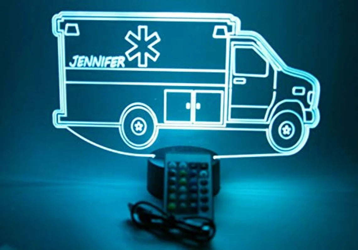 Ambulance LED Tabletop Night Light Up Lamp, 16 Color options with Remote
