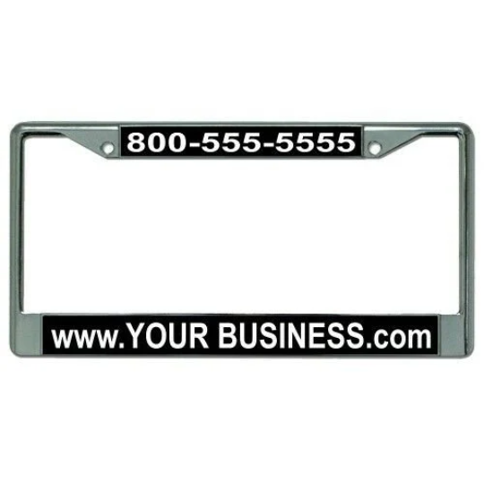 Custom Engraved Business Chrome License Plate Frame