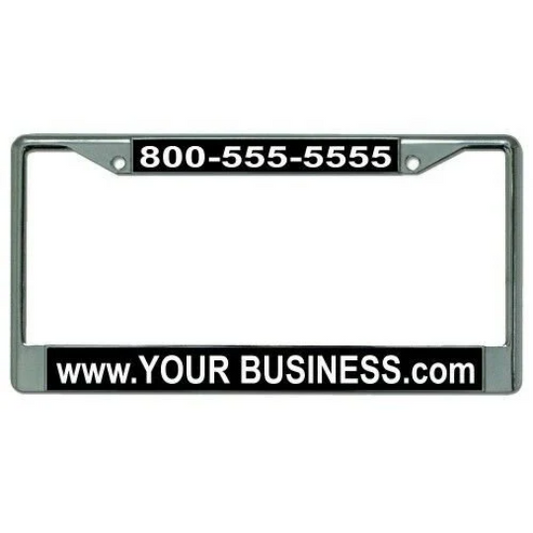 Custom Engraved Business Chrome License Plate Frame