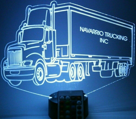 Tractor Trailer LED Tabletop Night Light Up Lamp, 16 Color options with Remote