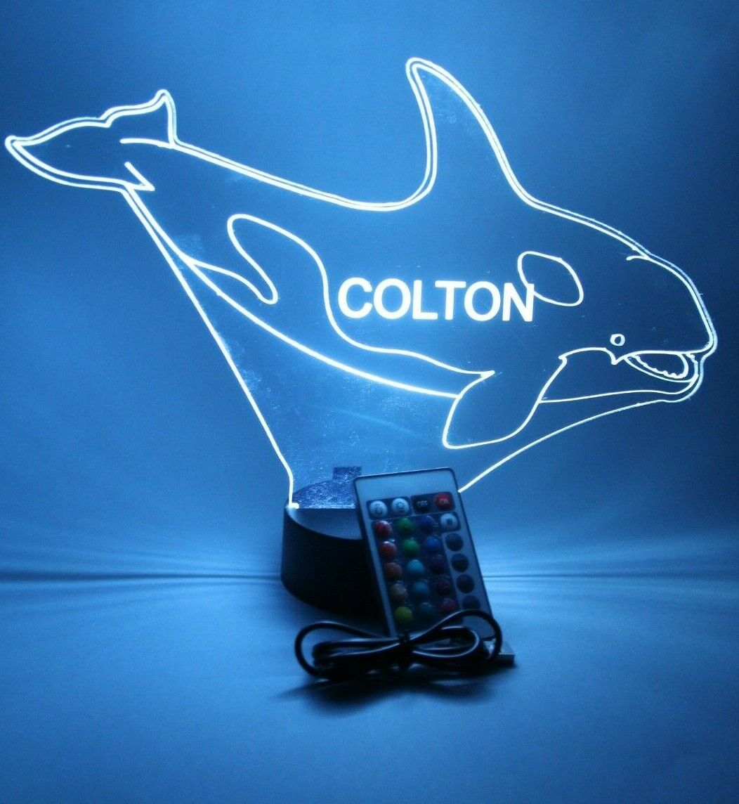 Giant Whale LED Tabletop Night Light Up Lamp, 16 Color options with Remote